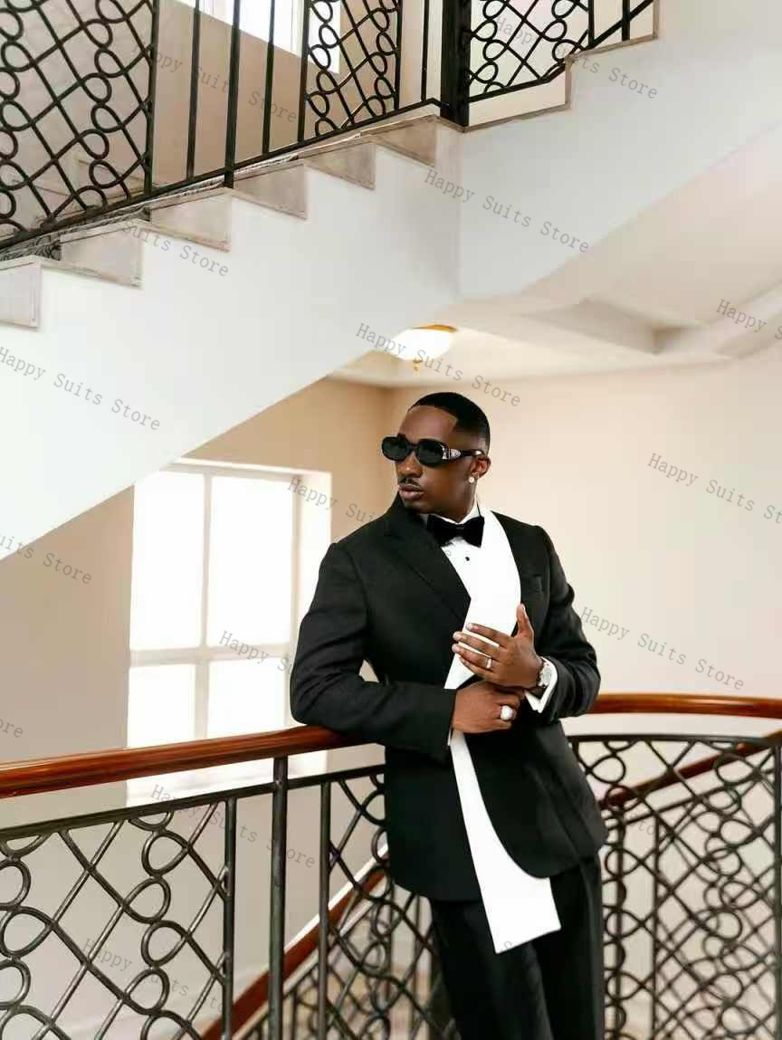 Men Formal Wear Black And White - Black White Men Suit Set 2