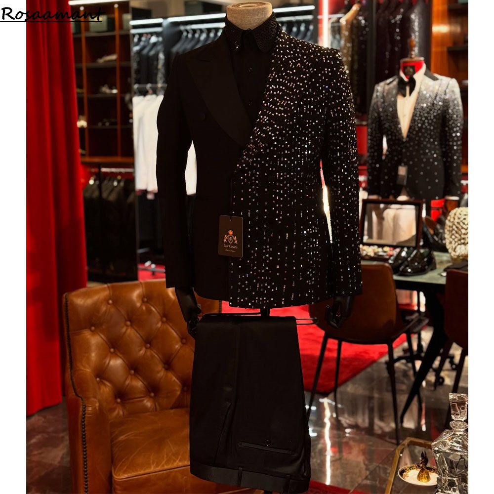 Men Formal Wear Black And White - Luxury Formal Black Wedding Men Suit
