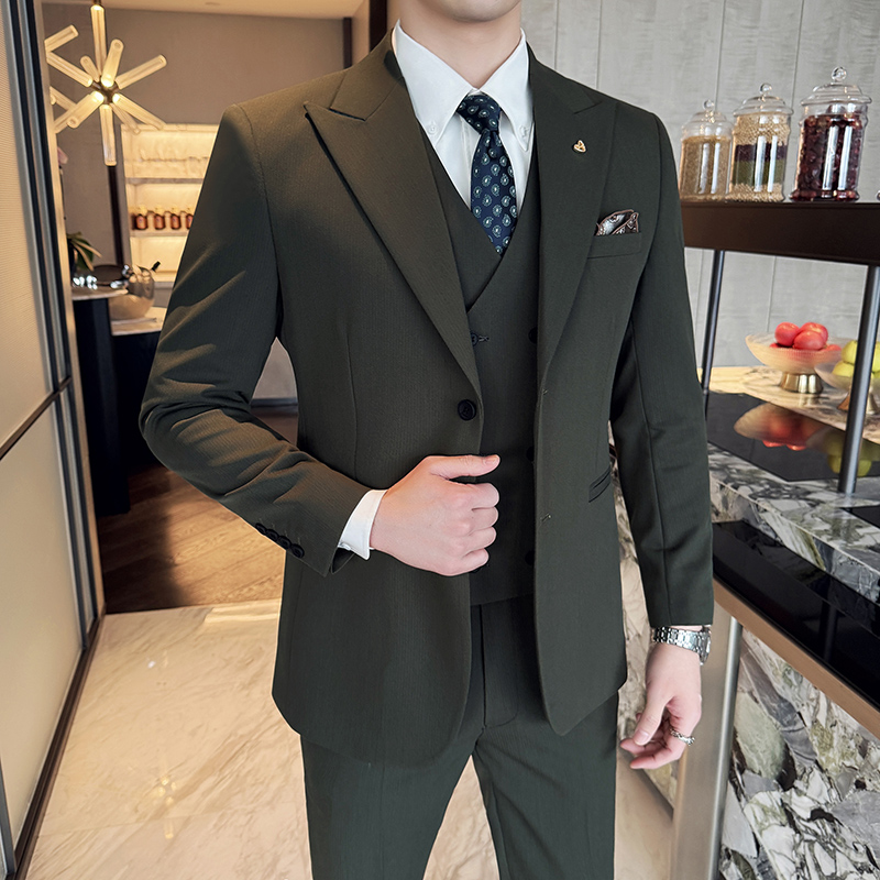 Slim-Fit Three-Piece Set Korea - đánh giá và giá Korean Men Formal Wear