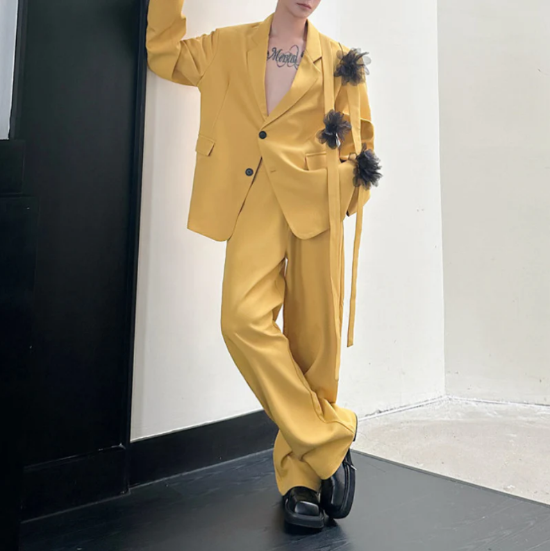 Yellow Men Suit Set 2 Pcs Blaz - đánh giá và giá Formal Wear For Men Yellow