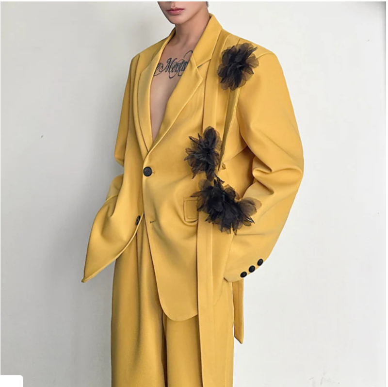 Yellow Men Suit Set 2 Pcs Blaz - đánh giá và giá Formal Wear For Men Yellow