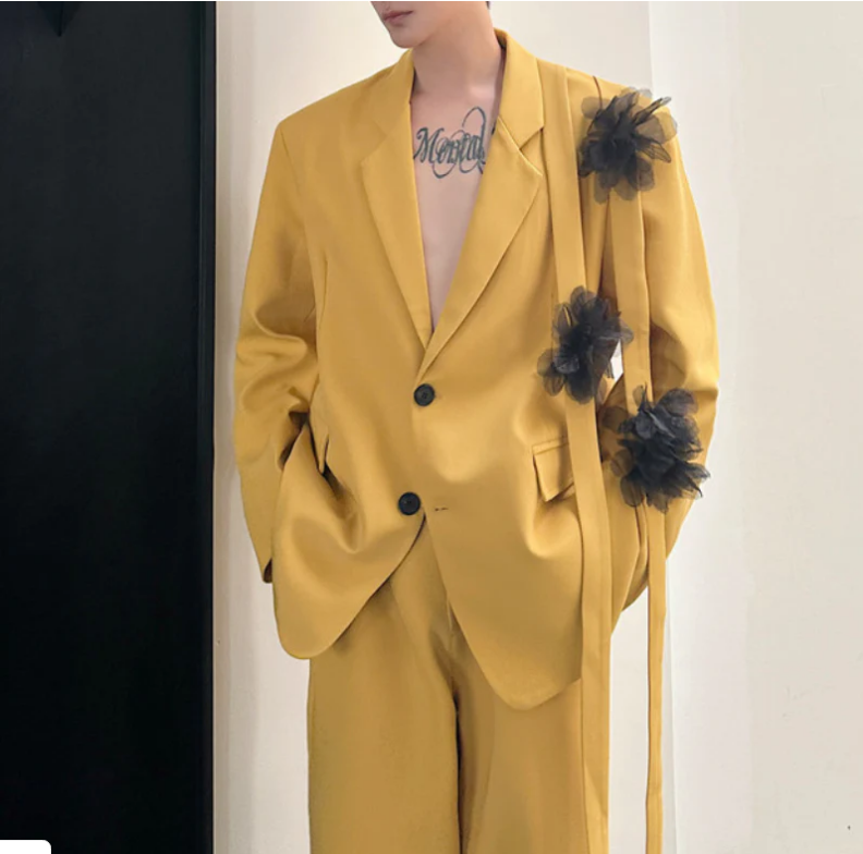 Yellow Men Suit Set 2 Pcs Blaz - đánh giá và giá Formal Wear For Men Yellow