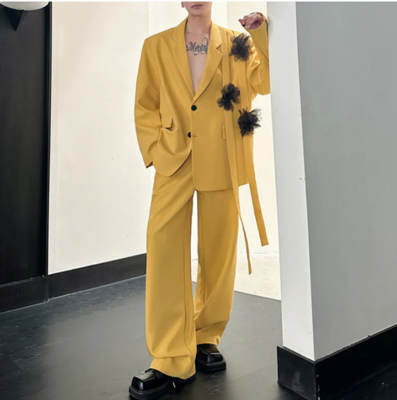 Yellow Men Suit Set 2 Pcs Blaz - đánh giá và giá Formal Wear For Men Yellow