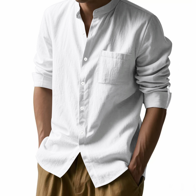 Men's Linen Stand Up Collar Sh - đánh giá và giá Men Formal Wear Top