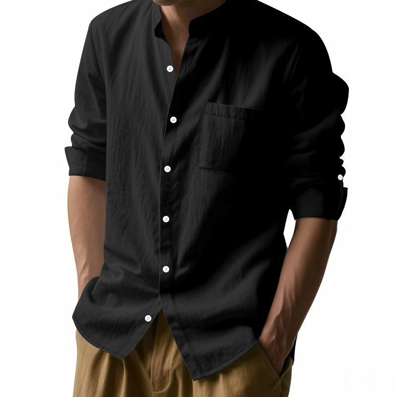 Men's Linen Stand Up Collar Sh - đánh giá và giá Men Formal Wear Top
